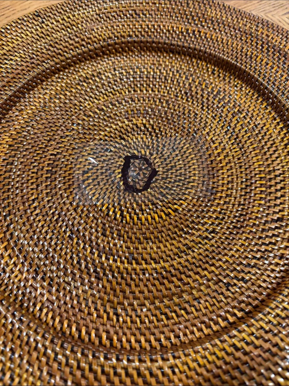 Williams Sonoma Nito Handwoven Charger Plates Set of 4 Caramel Brown 13